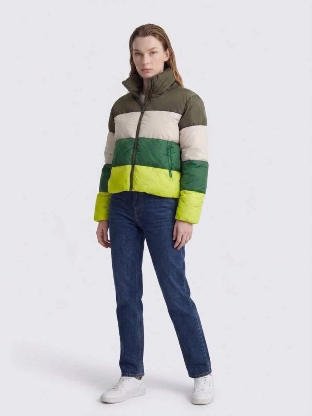 STEVE MADDEN Multicolor Daisy Colorblock Puffer Jacket Sz XS